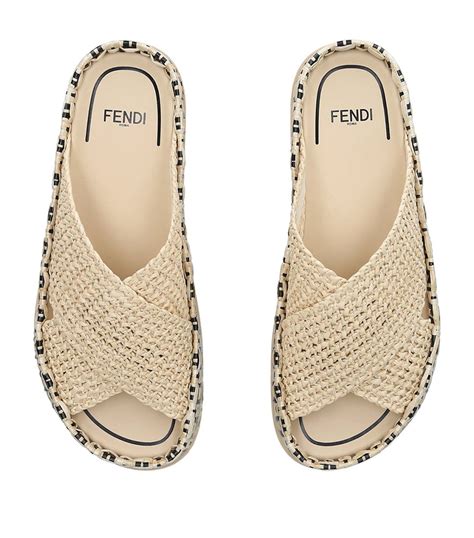 fendi raffia slides|fendi flat fabric sandals.